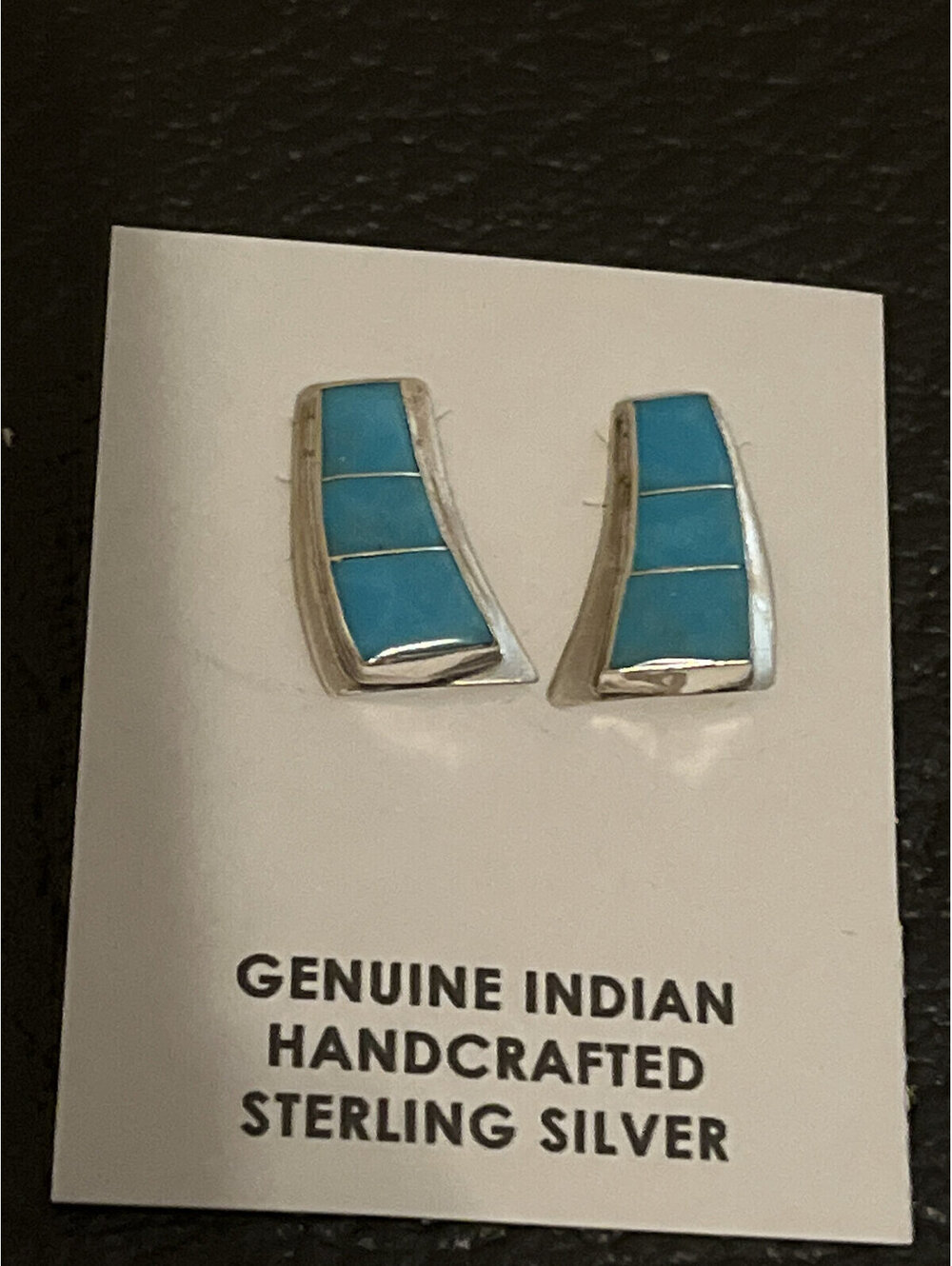 Navajo inlay handmade sterling silver turquoise earrings